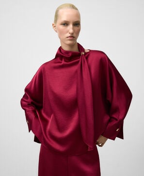 Top satinado cuello pañuelo mujer