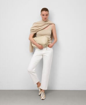 Cotton denim straight trousers woman
