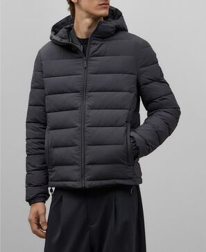 Quilted hooded coat man