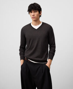 Jersey cuello pico lana merino hombre