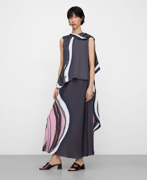 Printed top with a scarf neck