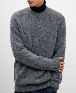 Grey melange woollen sweater for men