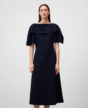 Boat neckline striped dress woman