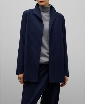 Open-front striped blazer woman