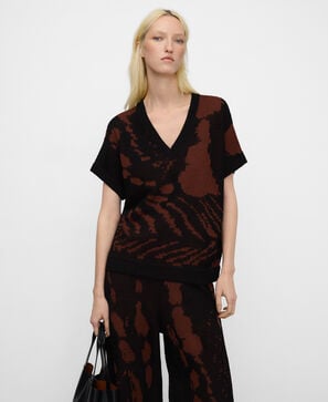 Jacquard knit animal print sweater