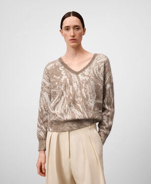 Camisola estampada em malha jacquard para mulher