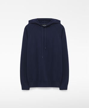 Organic cotton knit hooded sweatshirt