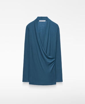 Long sleeve wrap T-shirt