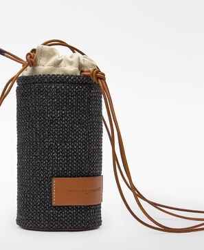 Bandolera cil&iacute;ndrica textura rafia