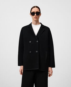 Structured knit cross-over jacket woman