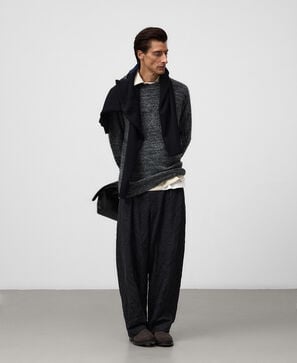 Jersey punto melange cuello caja hombre