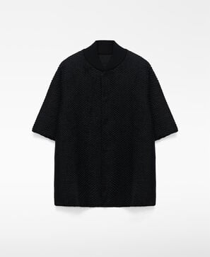 Polo cuello bomber textura rafia