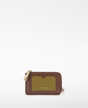 Dorna leather ticolor purse with strap