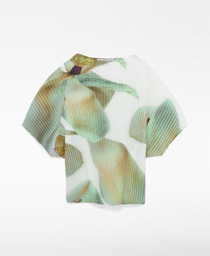 Top crinkle imprim&eacute; &agrave; manches japonaises