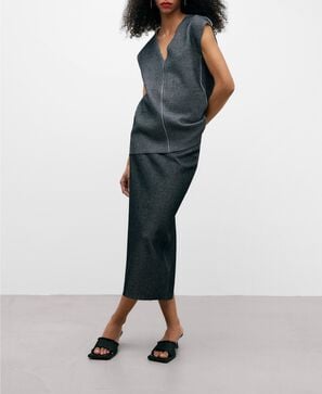 Bicolour pencil skirt woman