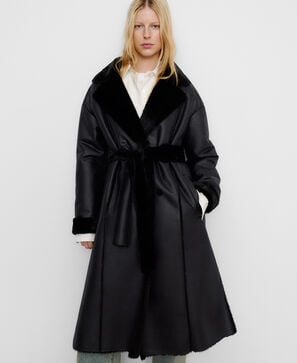 Leather-Non-Leather double-faced coat