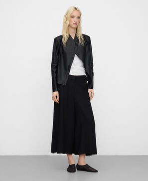 Leather-Non-Leather fitted jacket