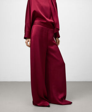 Wide-leg satin trousers woman