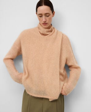 Scarf collar knit cardigan woman