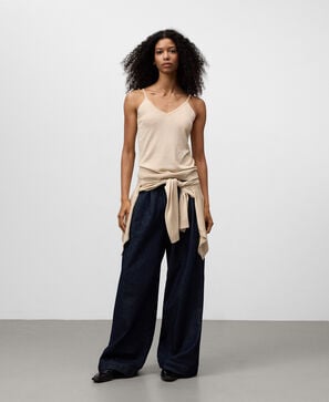 Semi-sheer knit top woman