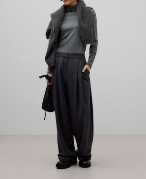 Camiseta cuello alto lana merino mujer