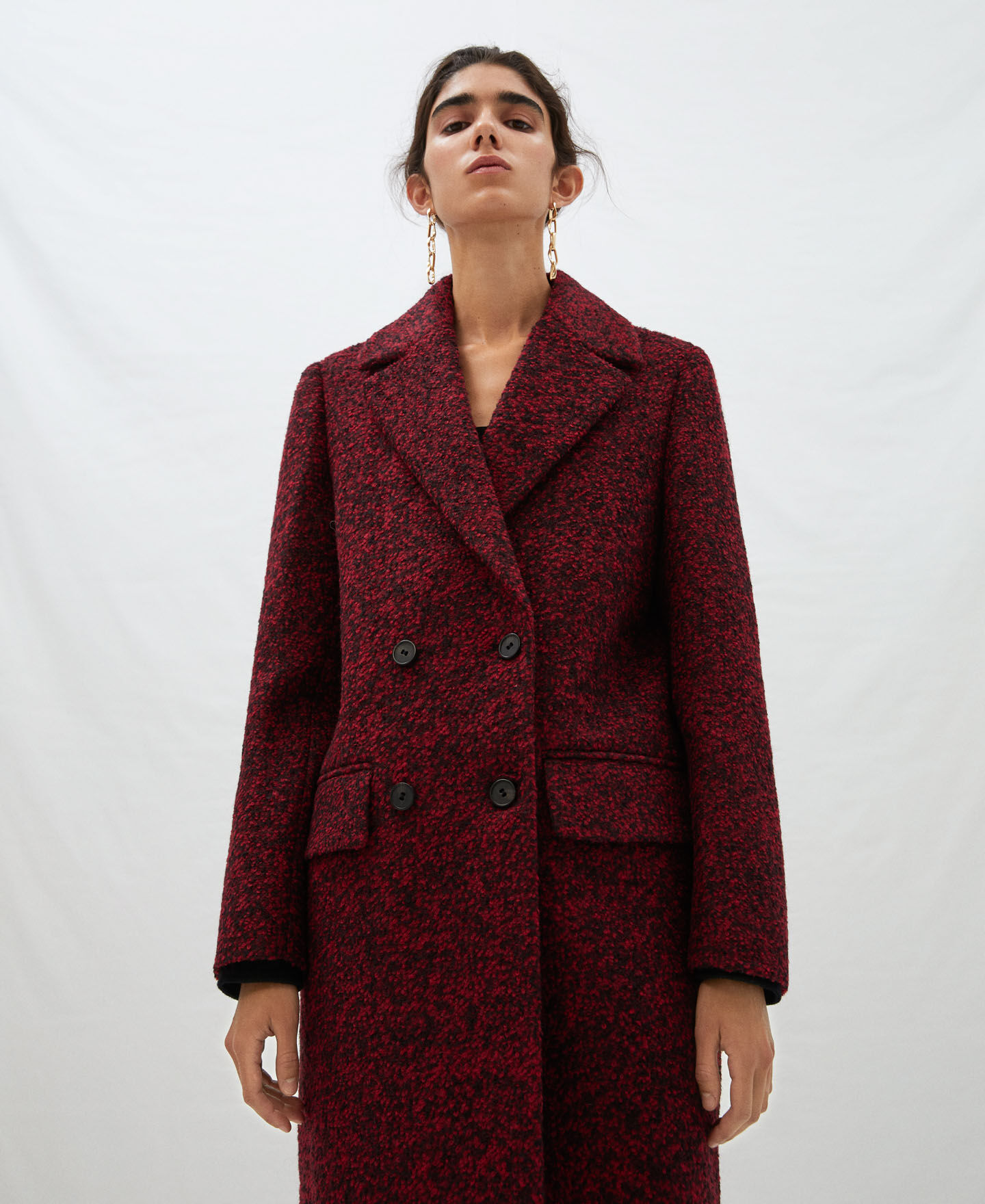 boiled wool crossover coat