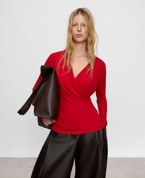 Long sleeve wrap T-shirt