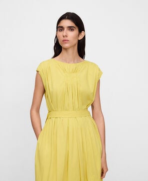 Cotton embroidered dress with fringe