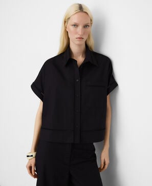 Cotton shirt with lace trim