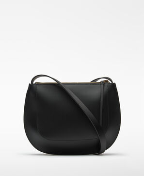Black leather crossbody woman