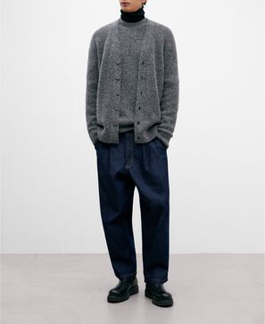 Grey melange woollen sweater for men