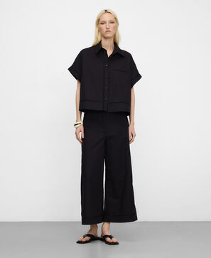 Cotton shirt with lace trim