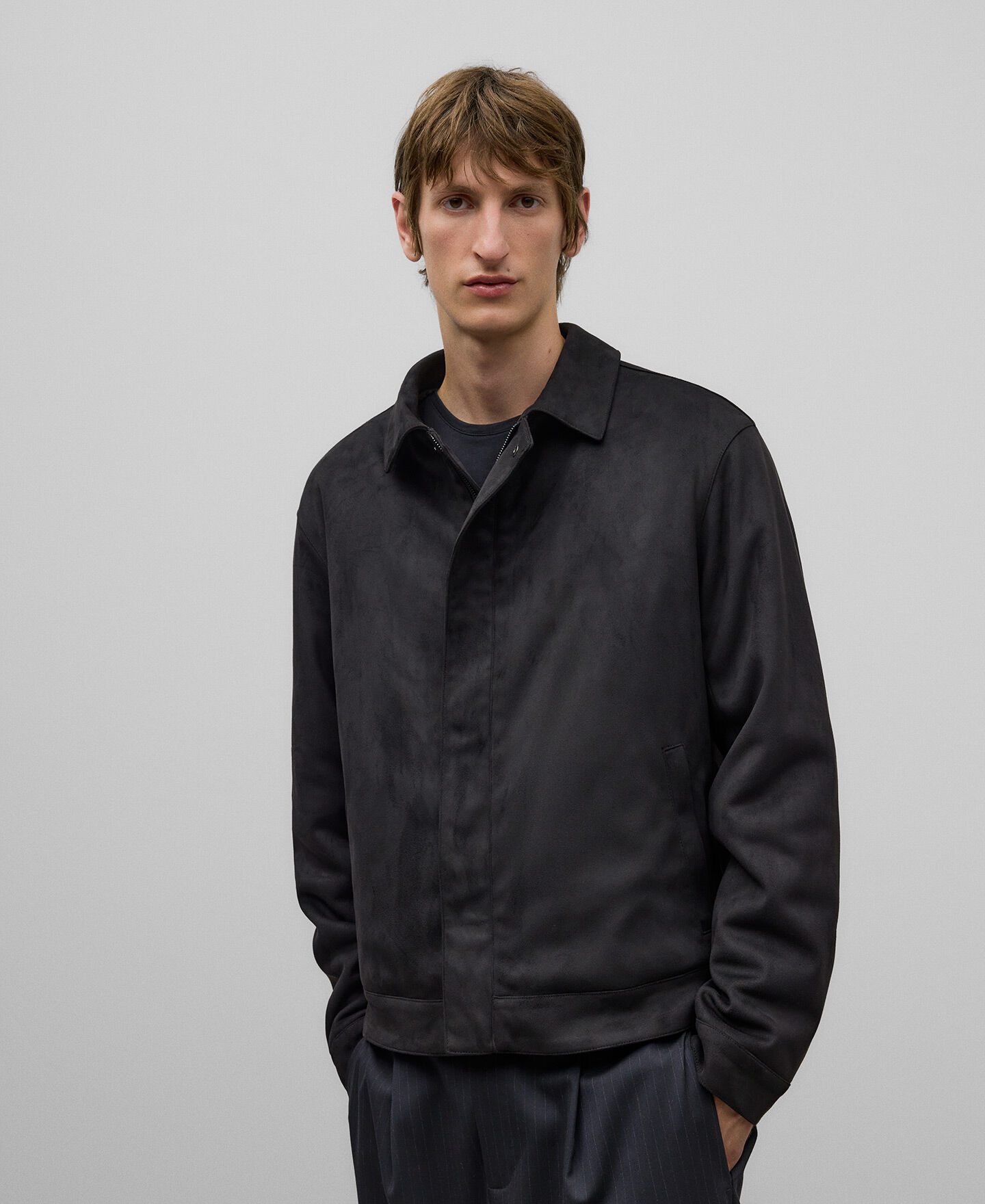 Black faux suede coat clearance