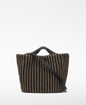 Bolso mediano textura rafia rayas