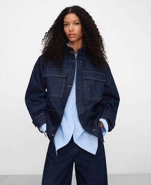 Cotton denim straight jacket