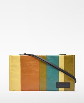 Sac &agrave; bandouli&egrave;re plat ray&eacute; multicolore en toile