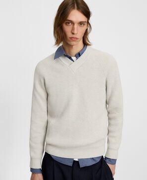 Knit cross-over V-neck sweater