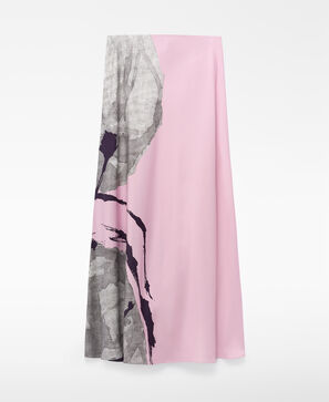 Printed satin skirt