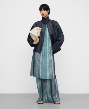 Vestido evasé crinkle estampado mujer