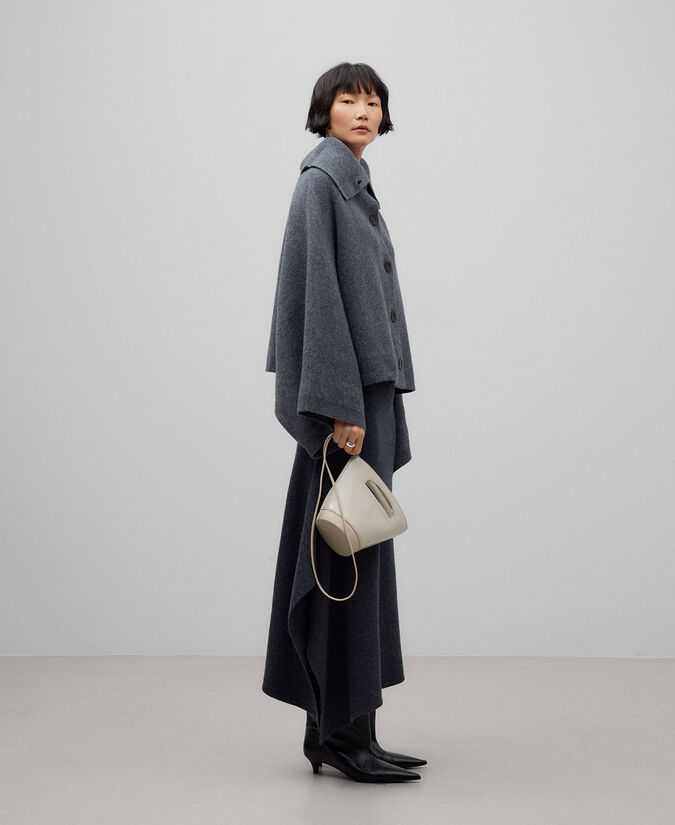 Adolfo dominguez Capa corta lana gris melange mujer