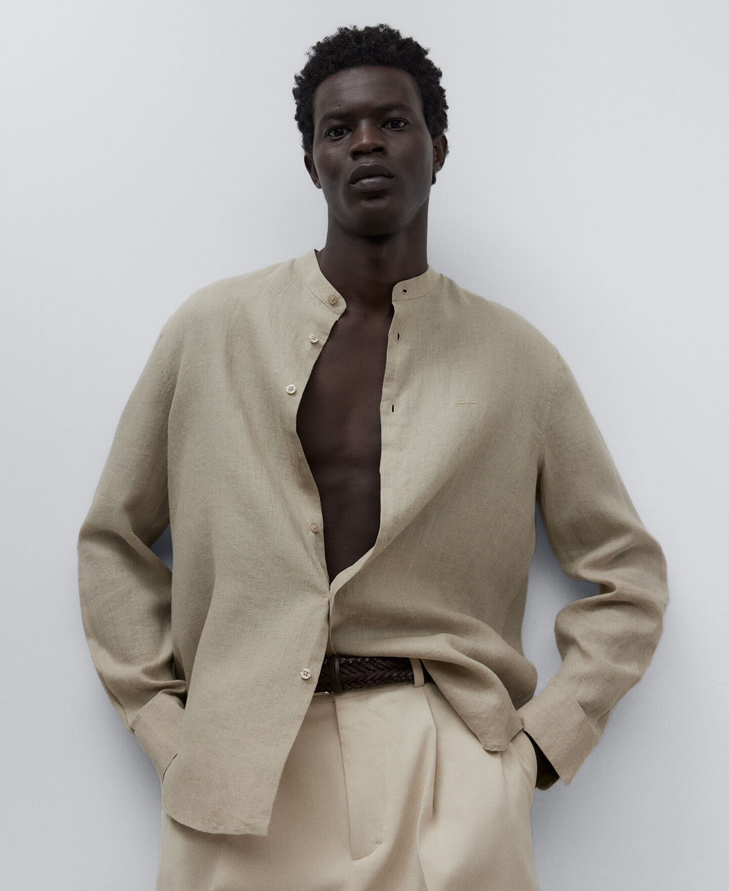 Mandarin collar shirt and blazer store