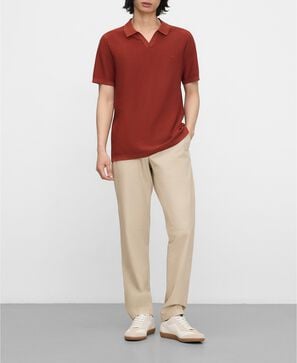 Cotton poplin straight trousers