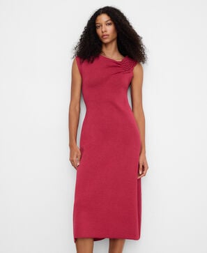 Vestido punto escote asim&eacute;trico