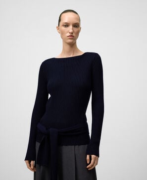 Merino wool ribbed sweater woman