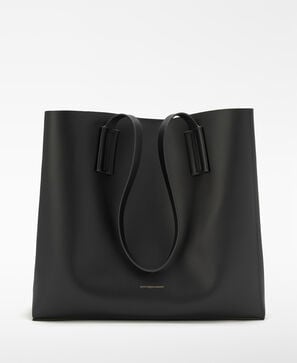 Mica leather horizontal shopper bag