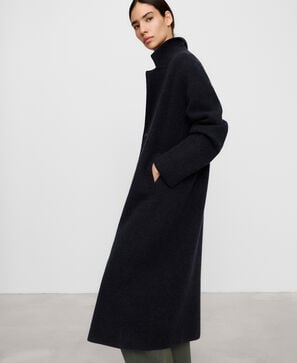 Merino wool long double-breasted coat
