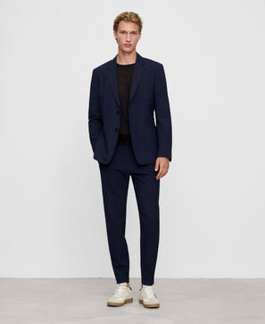 Slim fit seersucker trousers