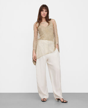 Metallic knit cape sweater