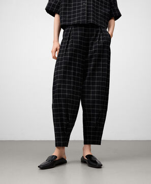 Pantalon barrel fit à carreaux pour femme