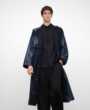 Mixed-fabric trench coat man